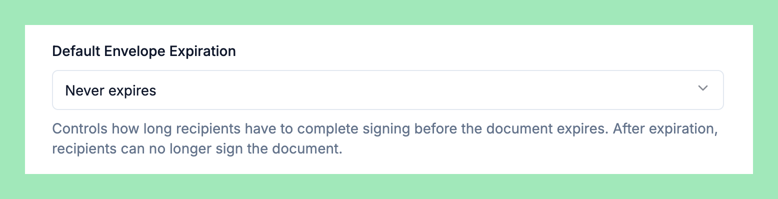 Recipient Expiration Screenshot