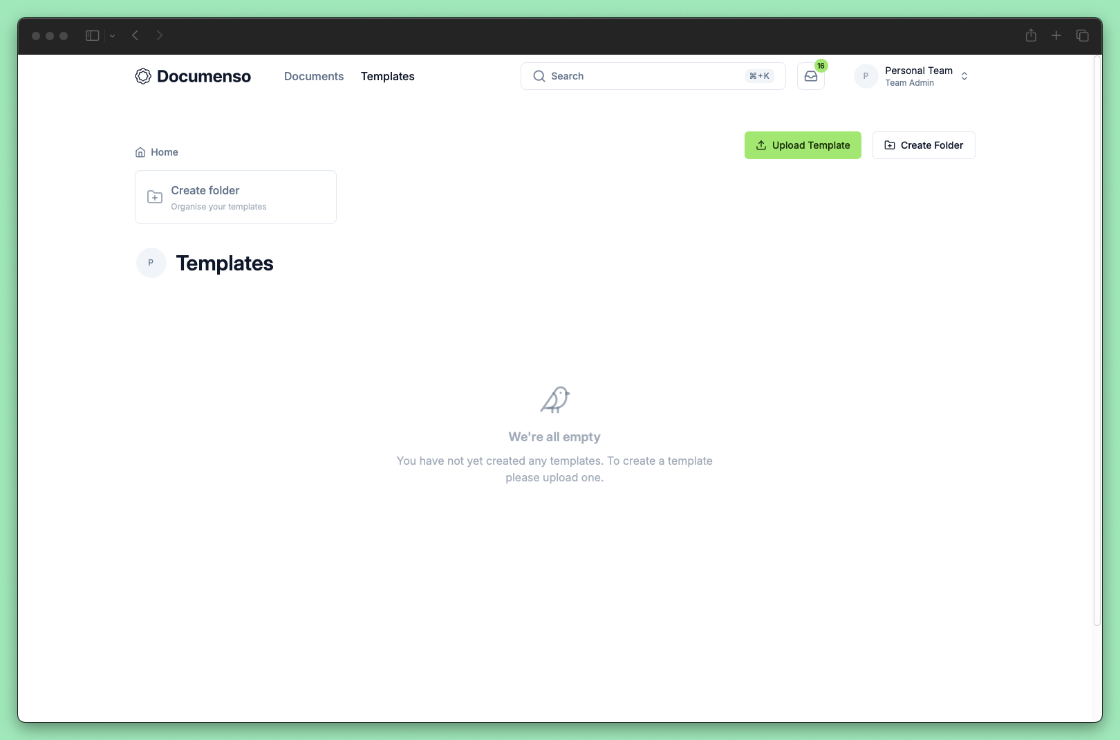 Templates page