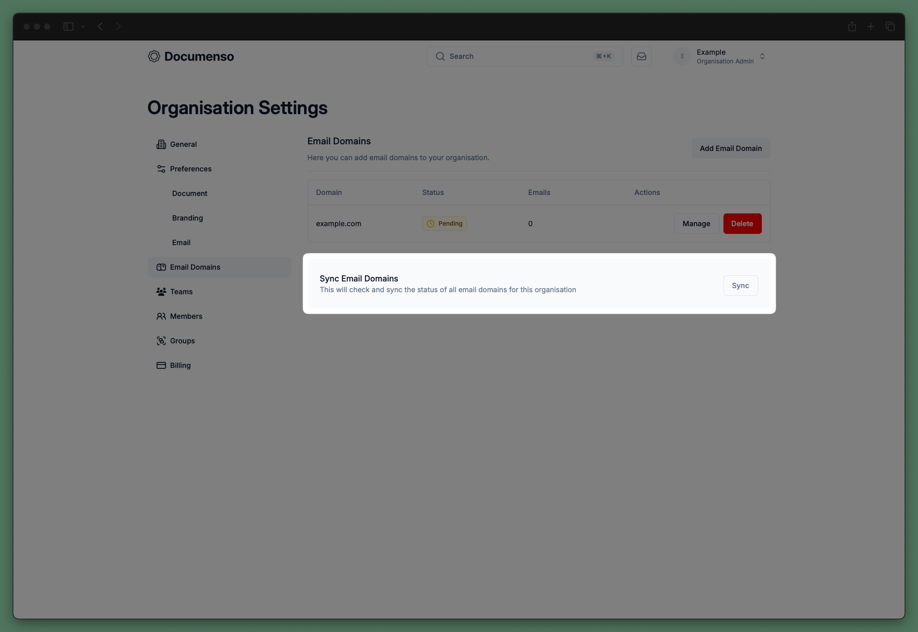 Domain verification process