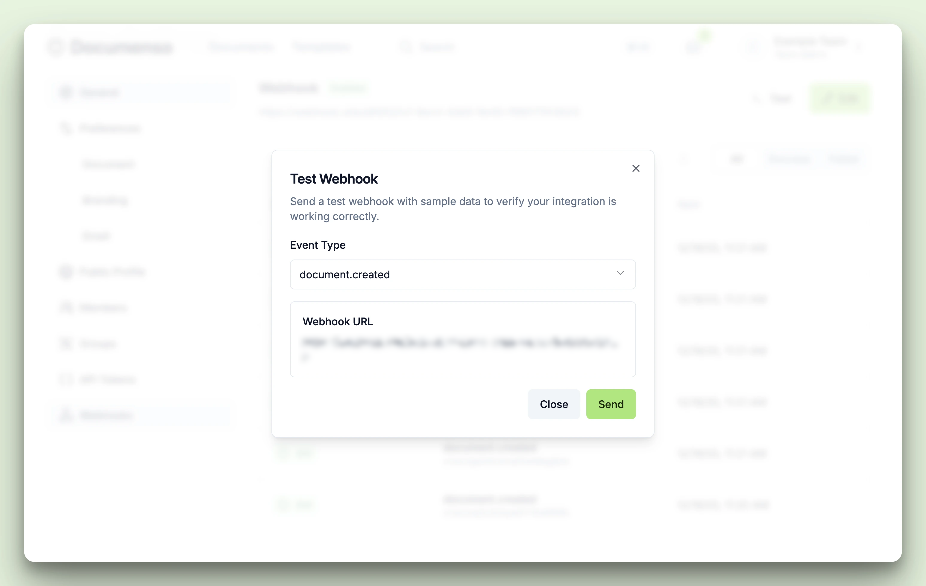 Webhook test trigger